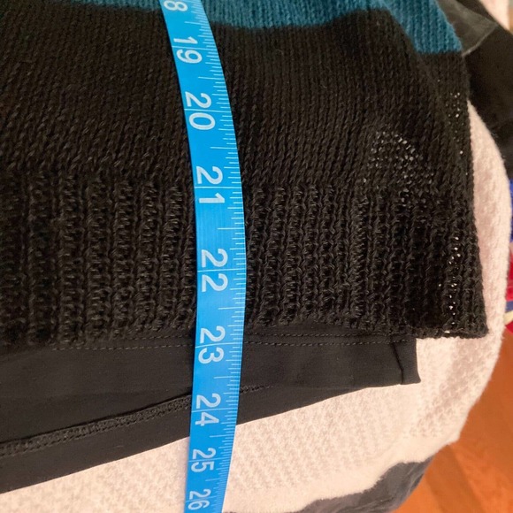 Theory Sweater Womens Sz S Blue Black Striped Linen Short Sleeved Lightweight - Picture 8 of 8